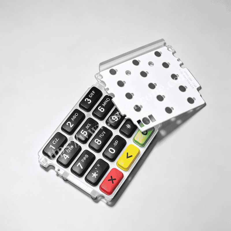 ปุ่มกดซิลิโคน IMD ของ POS Terminal พร้อมการตกแต่งในแม่พิมพ์