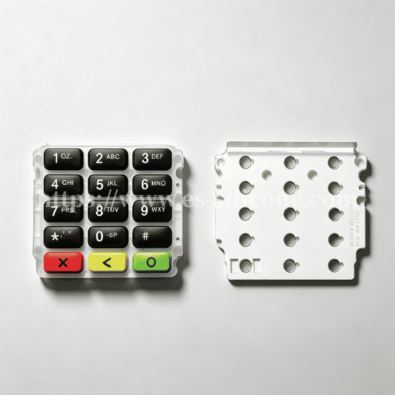 ปุ่มกดซิลิโคน IMD ของ POS Terminal พร้อมการตกแต่งในแม่พิมพ์