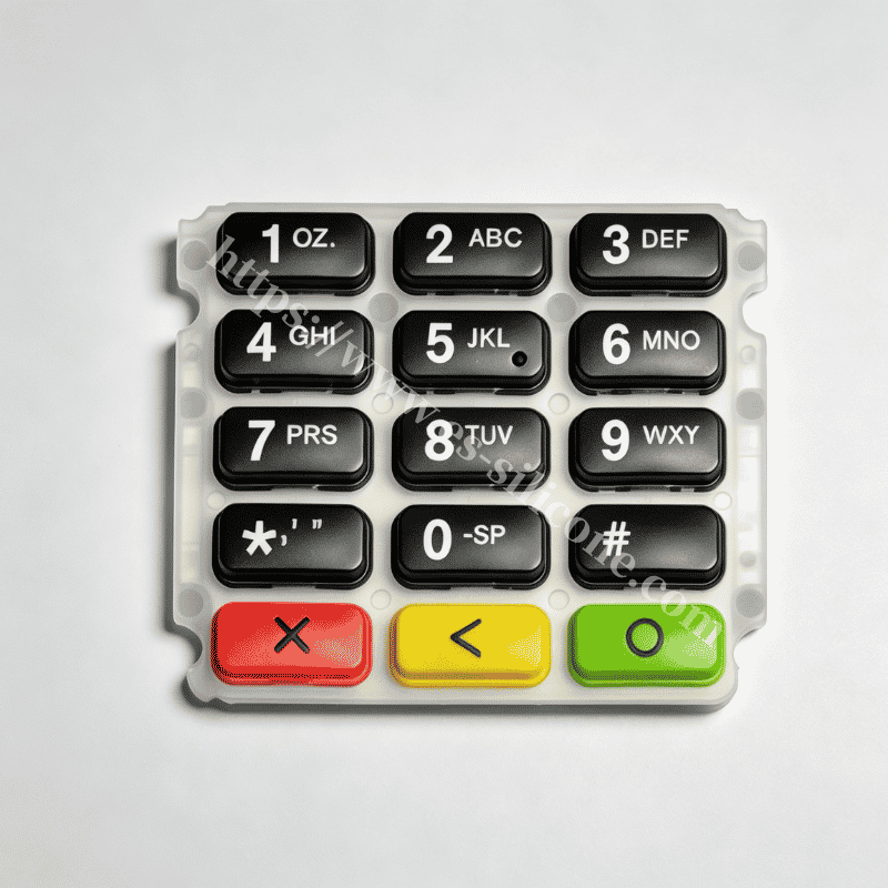 ปุ่มกดซิลิโคน IMD ของ POS Terminal พร้อมการตกแต่งในแม่พิมพ์